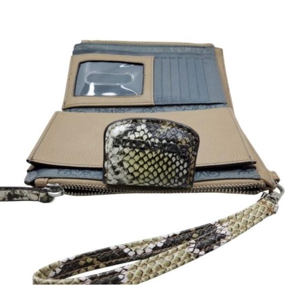 Enzo Angiolini Taupe and Snake Print Clutch - Picture 2 of 4